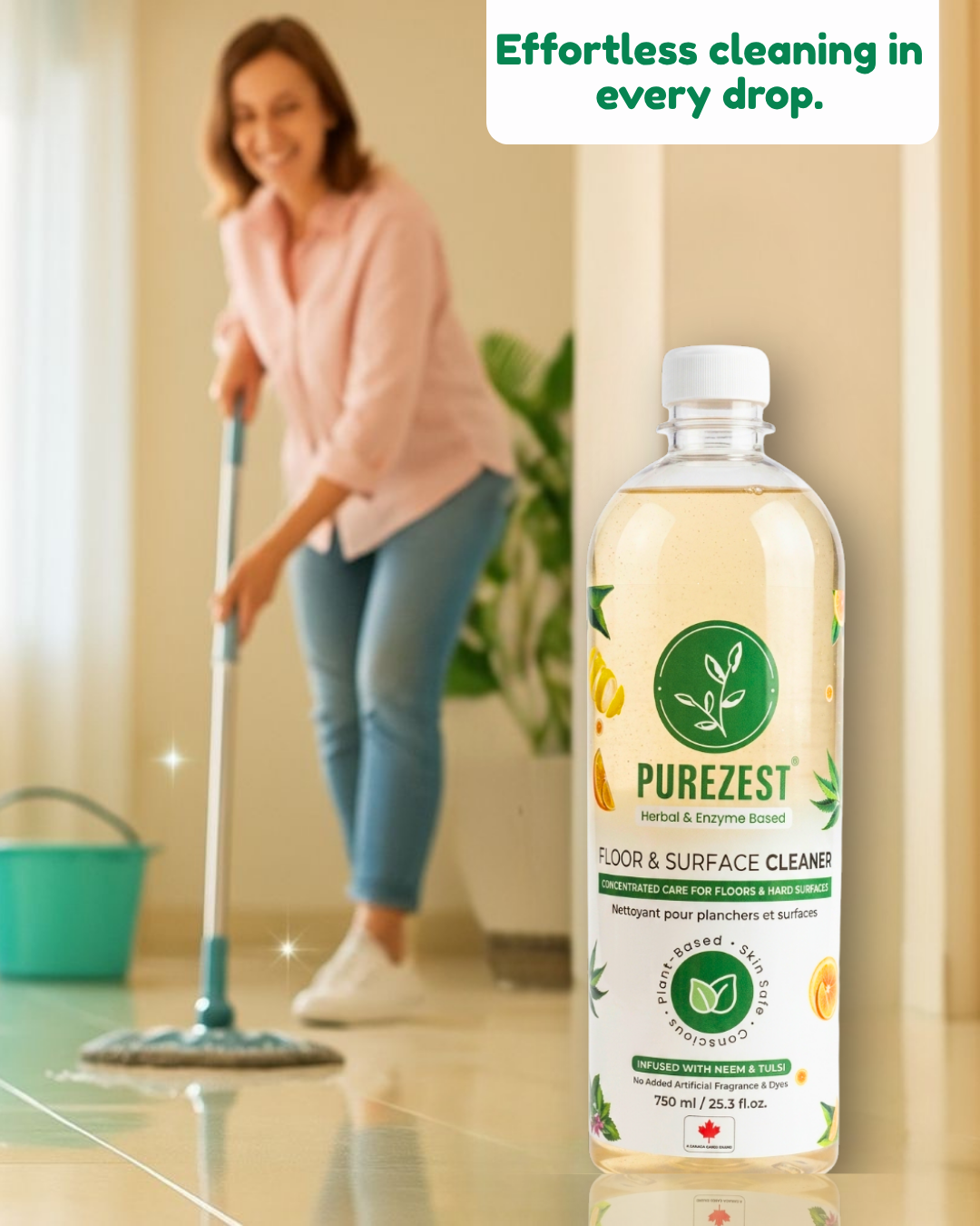 PUREZEST Floor & Surface Cleaner – Enzyme-Based, Plant-Powered, Streak-Free Clean for Floors & Hard Surfaces (750ml)
