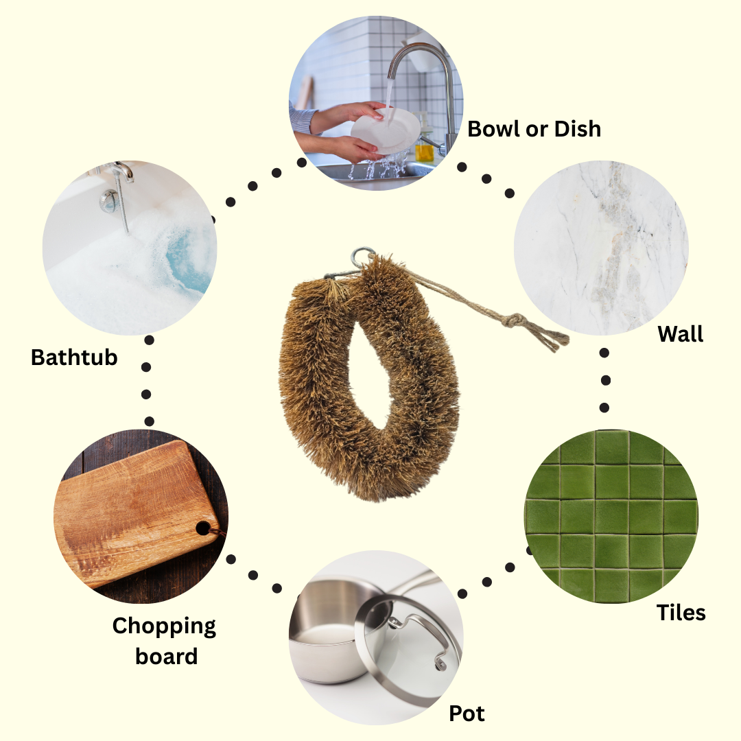 PUREZEST Dish Soap + Coconut Fibre Scrubber Combo | Eco Cleaning Kit
