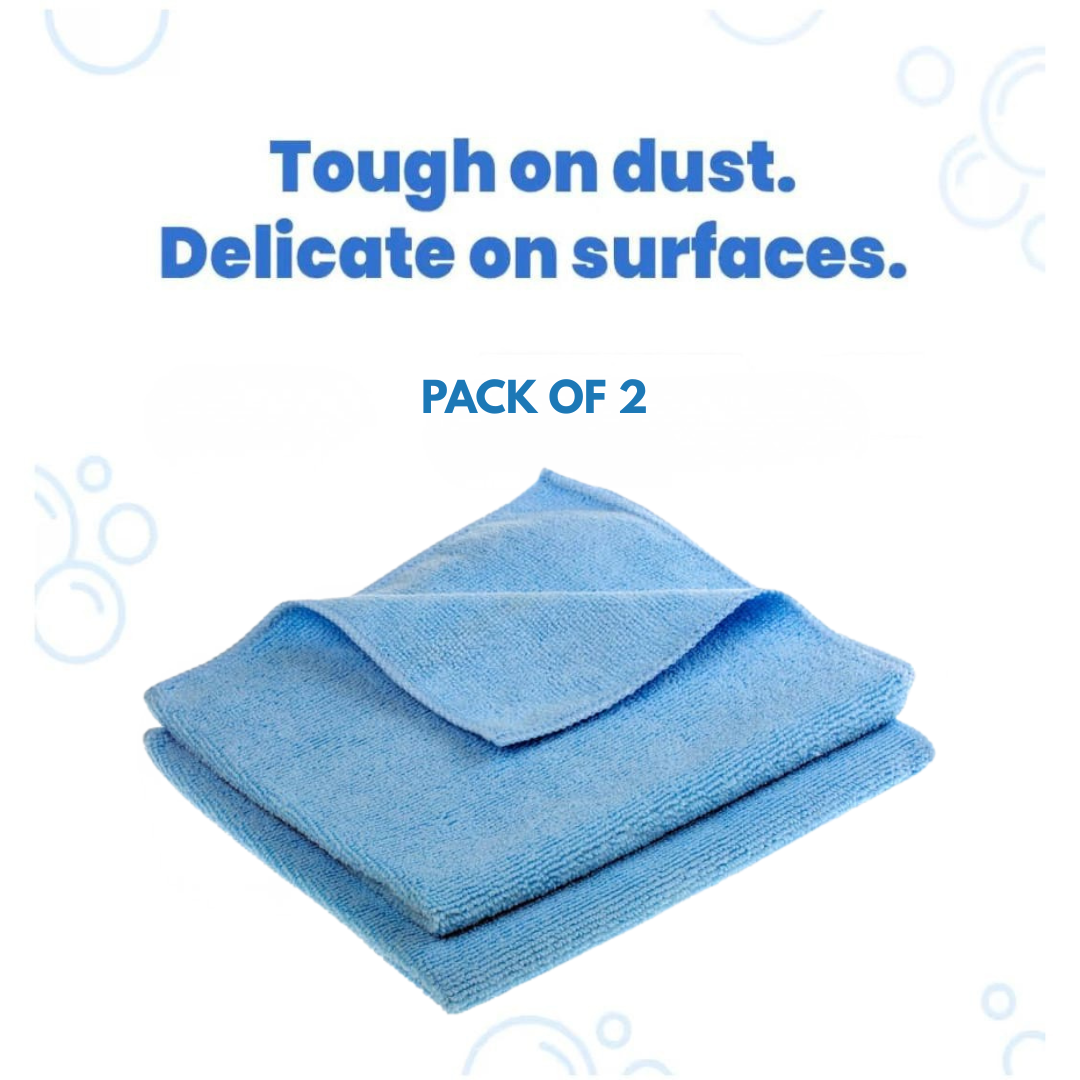PUREZEST Premium Large Microfiber Cloths (2-Pack) | 40cm x 40cm Streak-Free Cleaning Towels for Home & Glass