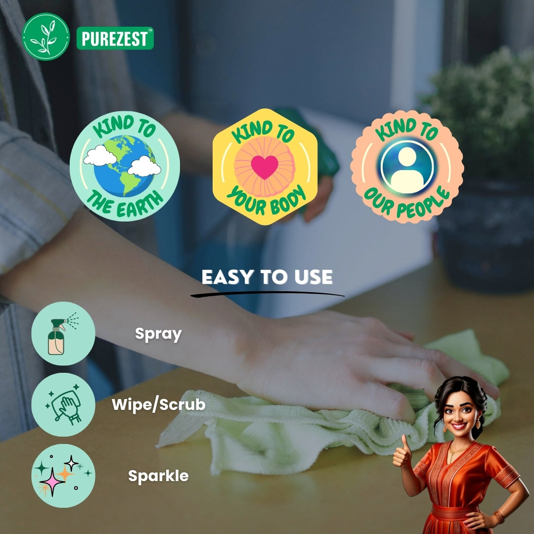 PUREZEST Home Care Combo – Bathroom Cleaner & Enzyme Dish Soap | Tough on Grease & Grime