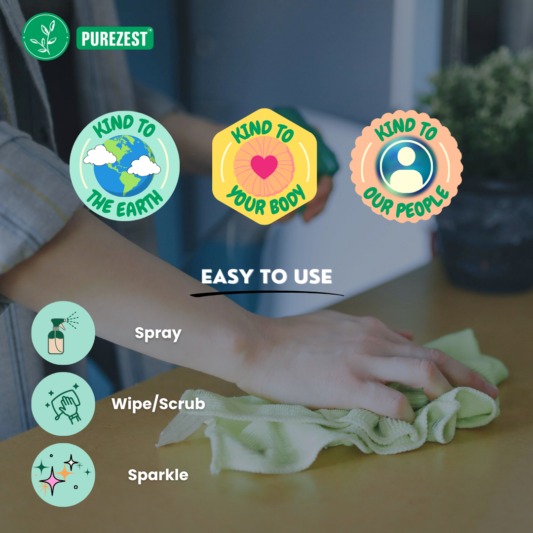 PUREZEST Monthly Cleaning Kit – Bathroom Cleaner, Dish Soap, Multi-Purpose & Hand Soap | Natural, Enzyme-Based & Eco-Friendly