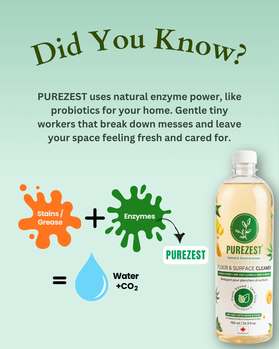 PUREZEST Floor & Surface Cleaner – Enzyme-Based, Plant-Powered, Streak-Free Clean for Floors & Hard Surfaces (750ml)