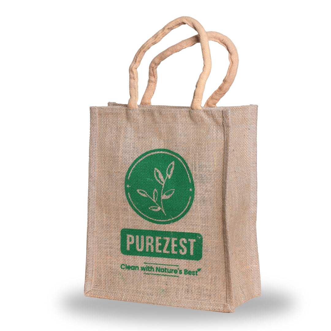 PUREZEST Reusable Eco Friendly Jute Tote Bag | Sustainable, Stylish & Durable