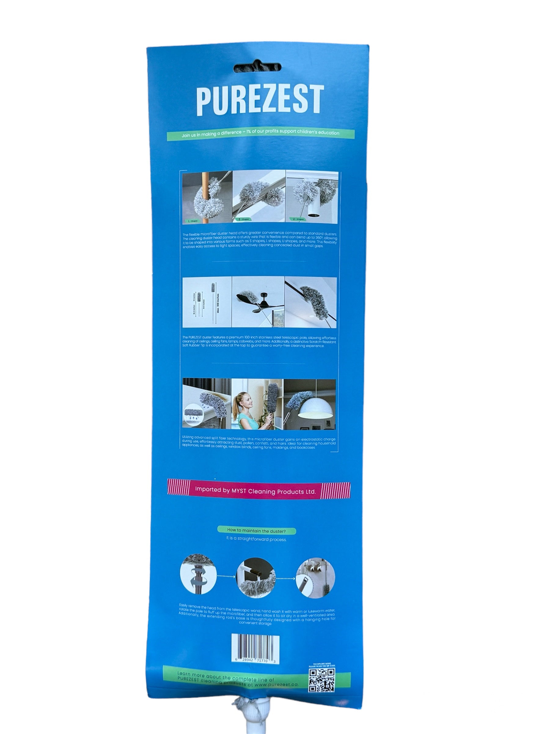PUREZEST Mister Duster - Bendable & Extendable Duster | 100in Long | Washable | Microfiber