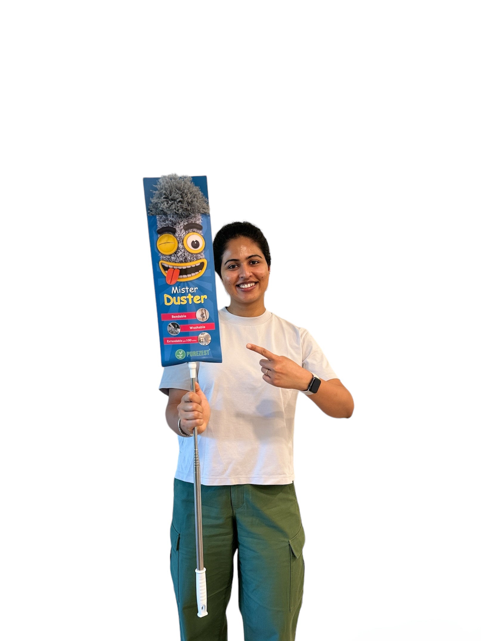 PUREZEST Mister Duster - Bendable & Extendable Duster | 100in Long | Washable | Microfiber