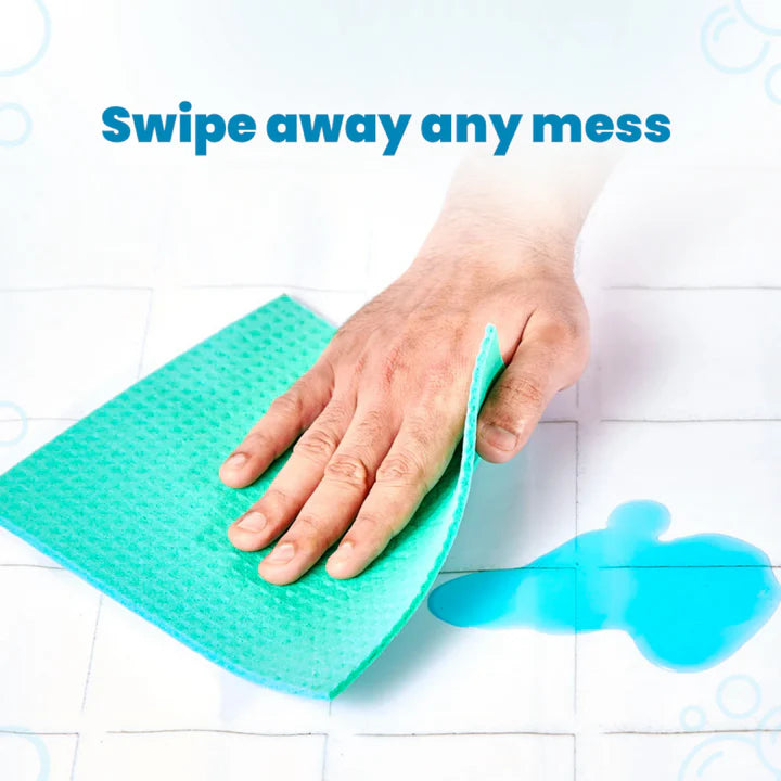 PUREZEST 100% Biodegradable Sponge Wipes | Super Absorbent & Quick-Dry | Made from Wood Pulp | Eco-Friendly, Scratch-Free, Reusable Kitchen Cloth for Multi-Surface Cleaning