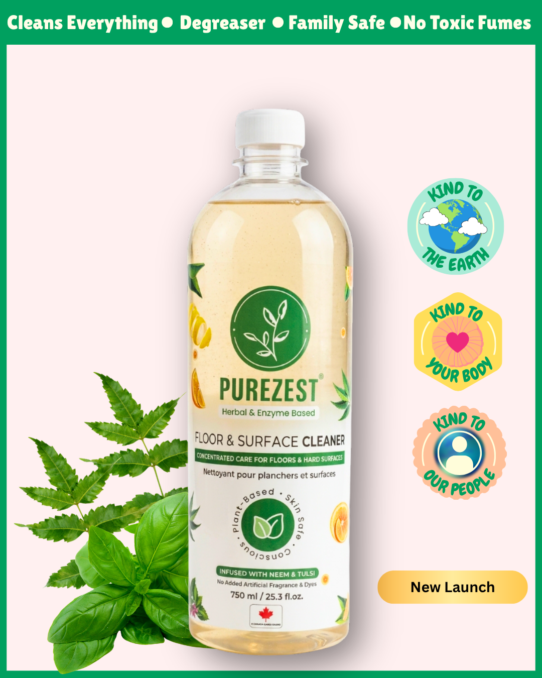 PUREZEST Floor & Surface Cleaner – Enzyme-Based, Plant-Powered, Streak-Free Clean for Floors & Hard Surfaces (750ml)