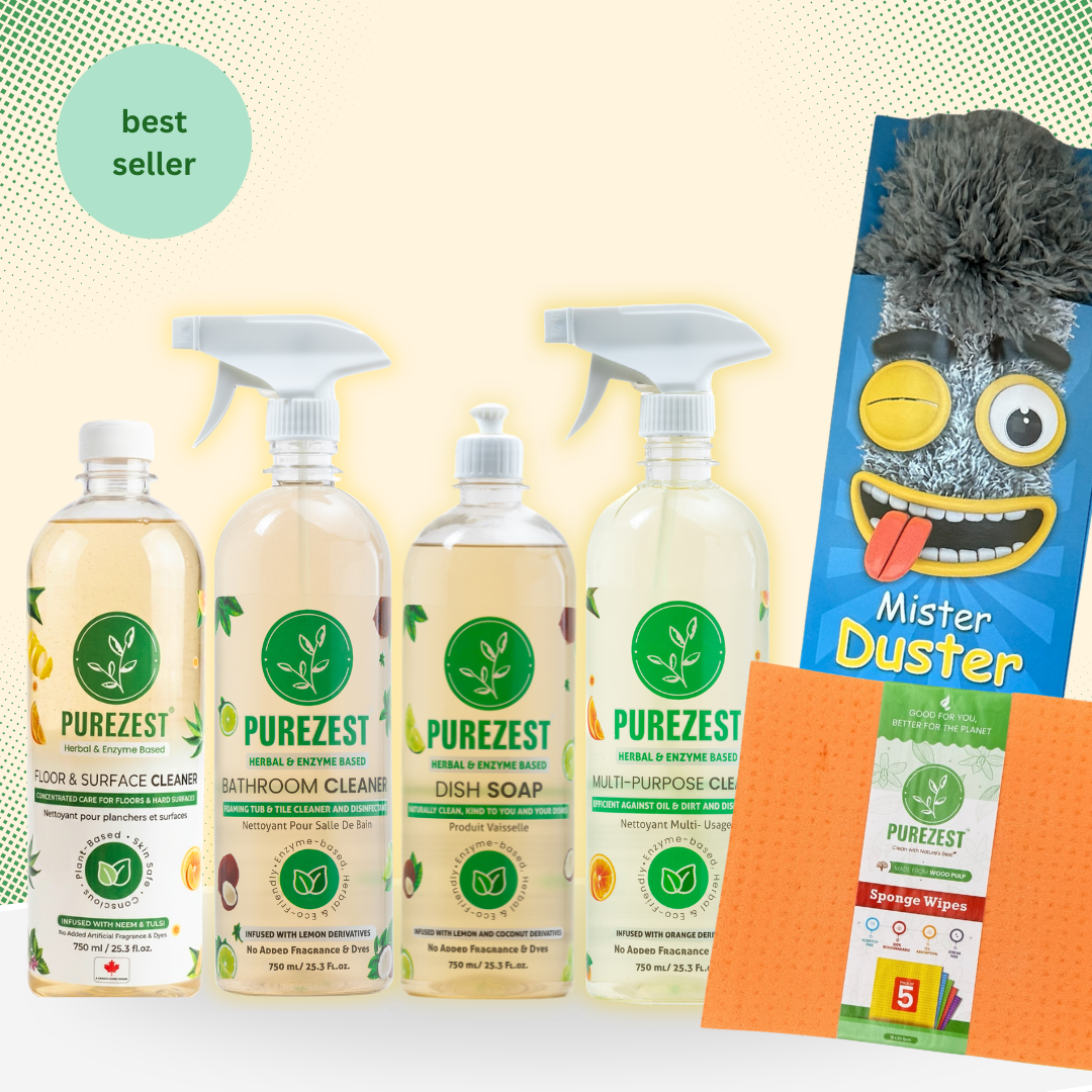 PUREZEST Complete Cleaning Kit Pro – The Ultimate Eco-Friendly Cleaning Combo for Every Corner of Your Home